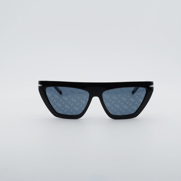 Hugo BOSS 1609/S 0807 MD Sunglasses Black Geometric Frame, Blue Monogram Lenses main image 9